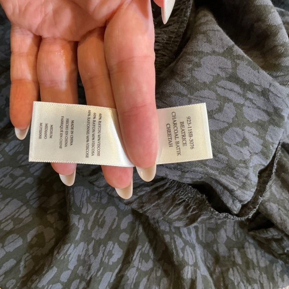 Rails Beatrice Dress in Charcoal Batik Cheetah Midi Shirt Dress Medium - Picture 10 of 11